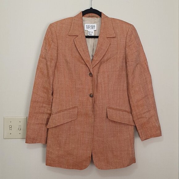 Escada Sport 100% Linen Herringbone BlazerJacket - Picture 1 of 11